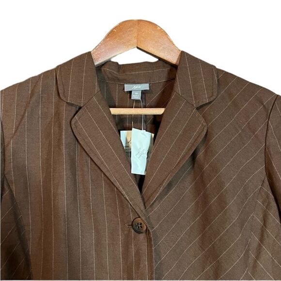 NWT! J.Jill brown linen and cotton blend blazer - Picture 2 of 13